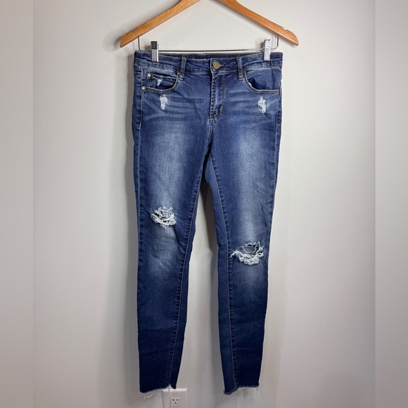 Article of Society Blue Distressed Denim Women’s Skinny Jeans (27) - Picture 1 of 11